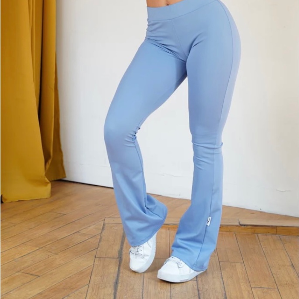 Blue Wide Leg Workout Pants